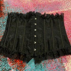 Lace corset under boob